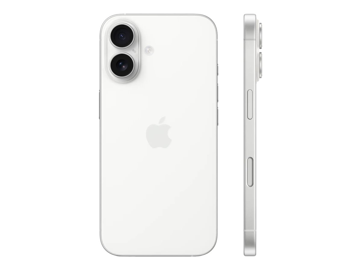 Apple iPhone 16 - 5G smartphone - SIM duplo / Memória Interna 128 GB - visor OLED - 6.1" - 2556 x 1179 pixeis - 2x câmaras traseiras 48 MP, 12 MP - front camera 12 MP - branco