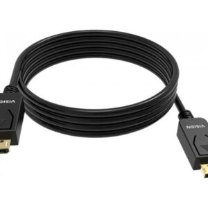 2 m DisplayPort cable - version 1.4 8k at 60 hz - gold connectors - DP (m) to DP (m) - outer diameter 7.3 mm - 28 awg - black