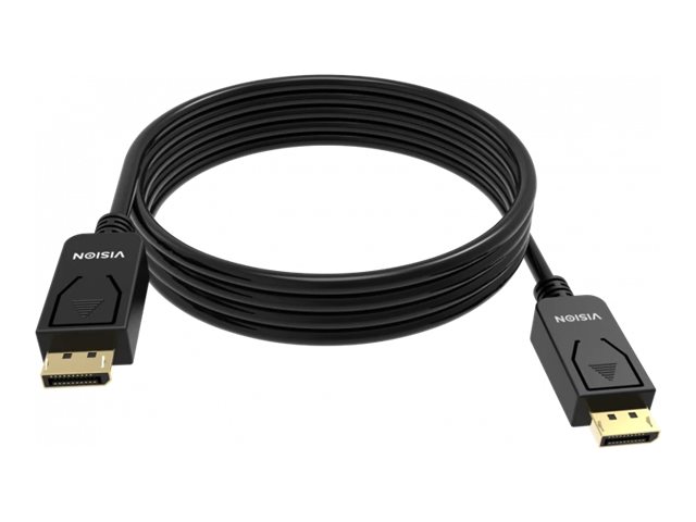 2 m DisplayPort cable - version 1.4 8k at 60 hz - gold connectors - DP (m) to DP (m) - outer diameter 7.3 mm - 28 awg - black