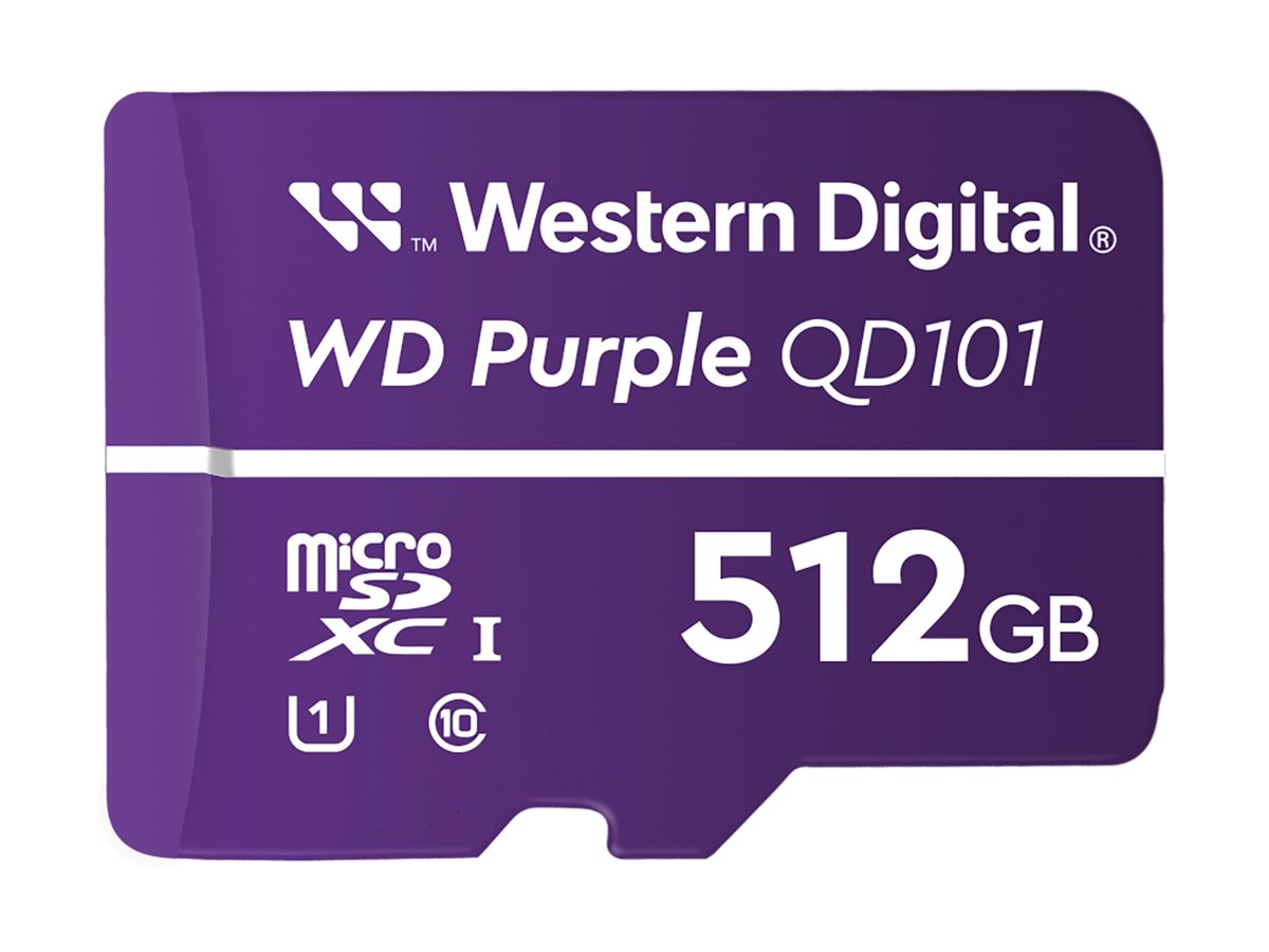 WD Purple - Cartão de memória flash - 512 GB - UHS-I U1 / Class10 - microSDXC - púrpura