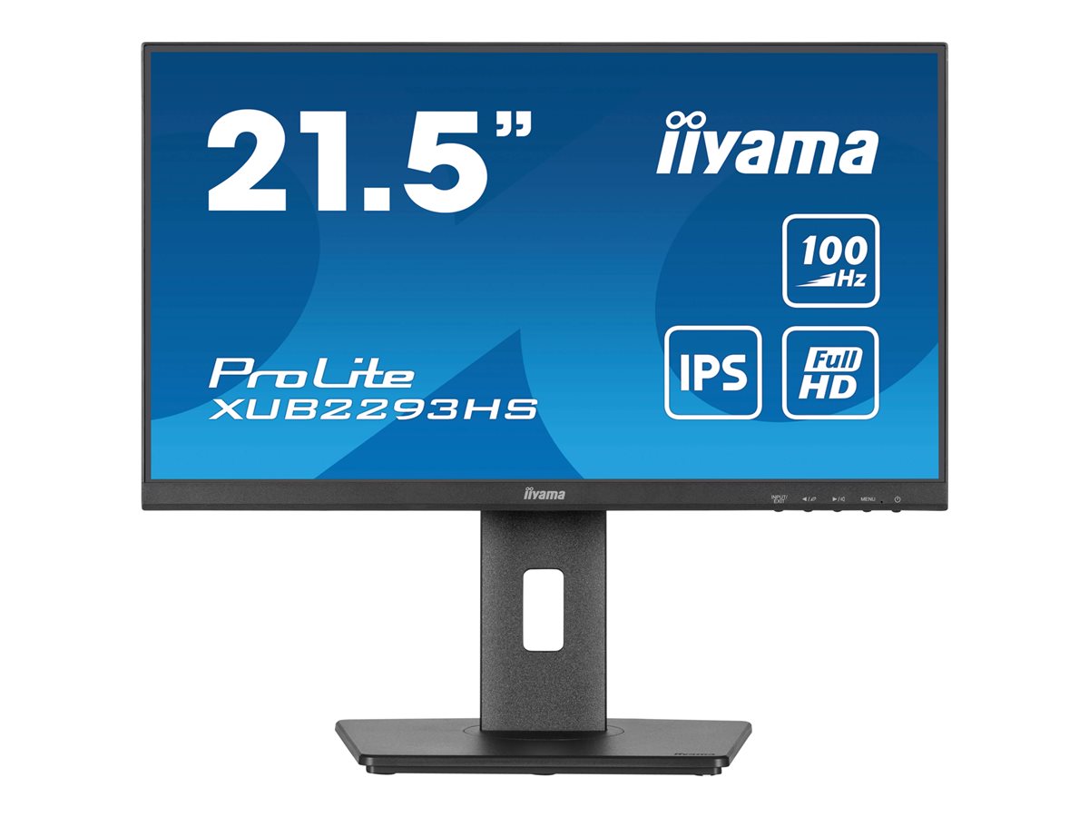 iiyama ProLite XUB2293HS-B6 - Monitor LED - 21.5" - 1920 x 1080 Full HD (1080p) @ 100 Hz - IPS - 300 cd/m² - 1000:1 - 1 ms - HDMI, DisplayPort - altifalantes - preto opaco