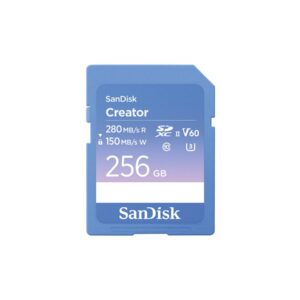 SanDisk Creator - Cartão de memória flash - 256 GB - Video Class V60 / UHS-II U3 / Class10 - SDXC UHS-II