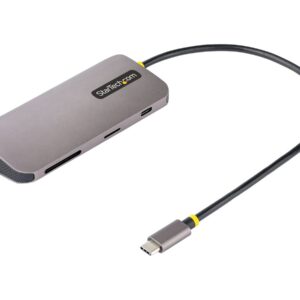 StarTech.com USB C Multiport Adapter, 4K 60Hz HDMI Video, 3 Pt 5Gbps USB-A Hub, 100W Power Delivery Pass-Through, GbE, SD/MicroSD, USB Type-C Mini Travel Dock, 12" / 30cm Cable - USB C Laptop Docking Station - Estação de engate - USB-C / Thunderbolt