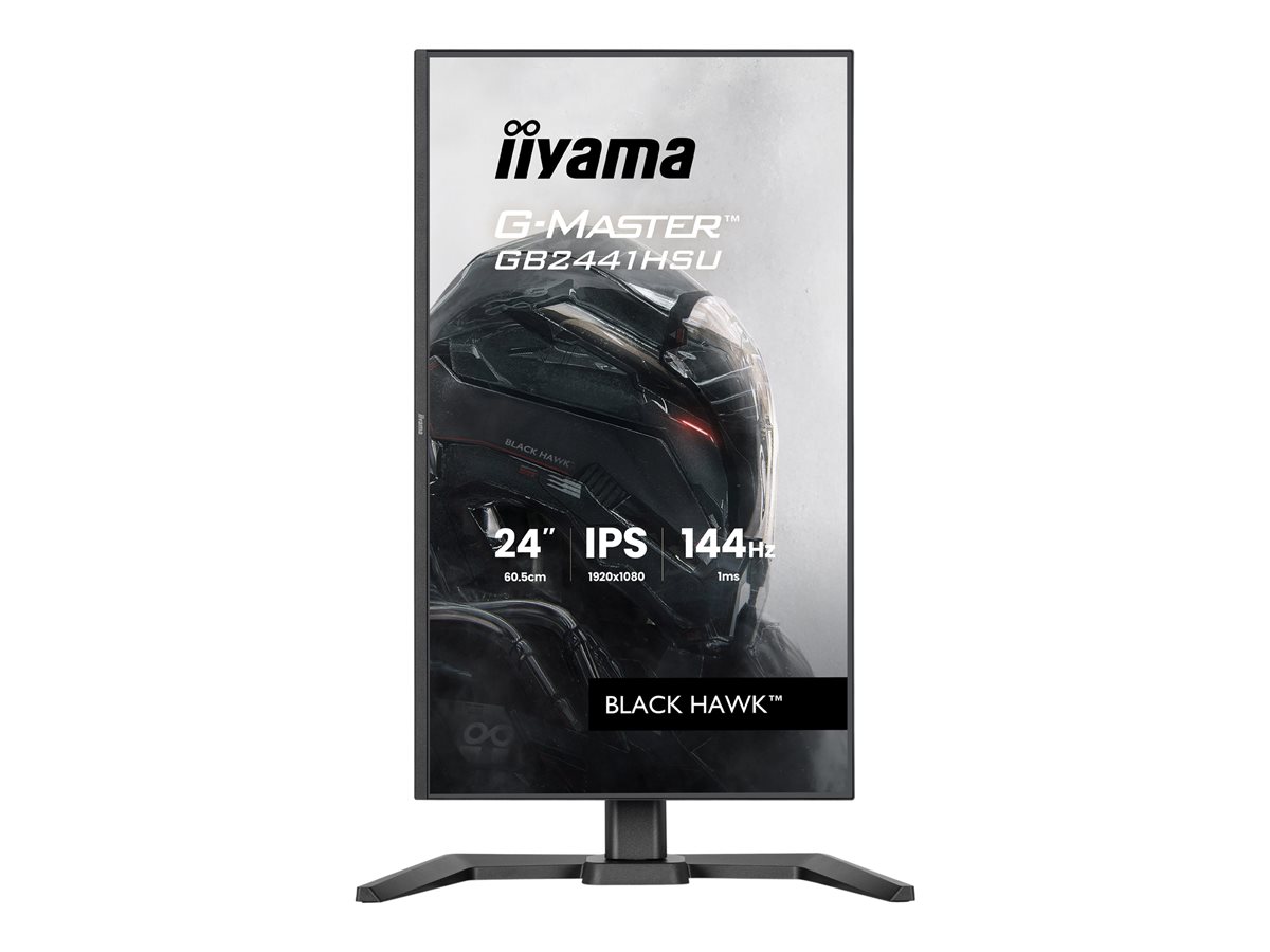 iiyama G-MASTER Black Hawk GB2441HSU-B1 - Monitor LED - 24" - 1920 x 1080 Full HD (1080p) @ 144 Hz - IPS - 350 cd/m² - 1500:1 - 1 ms - HDMI, DisplayPort - altifalantes - preto opaco