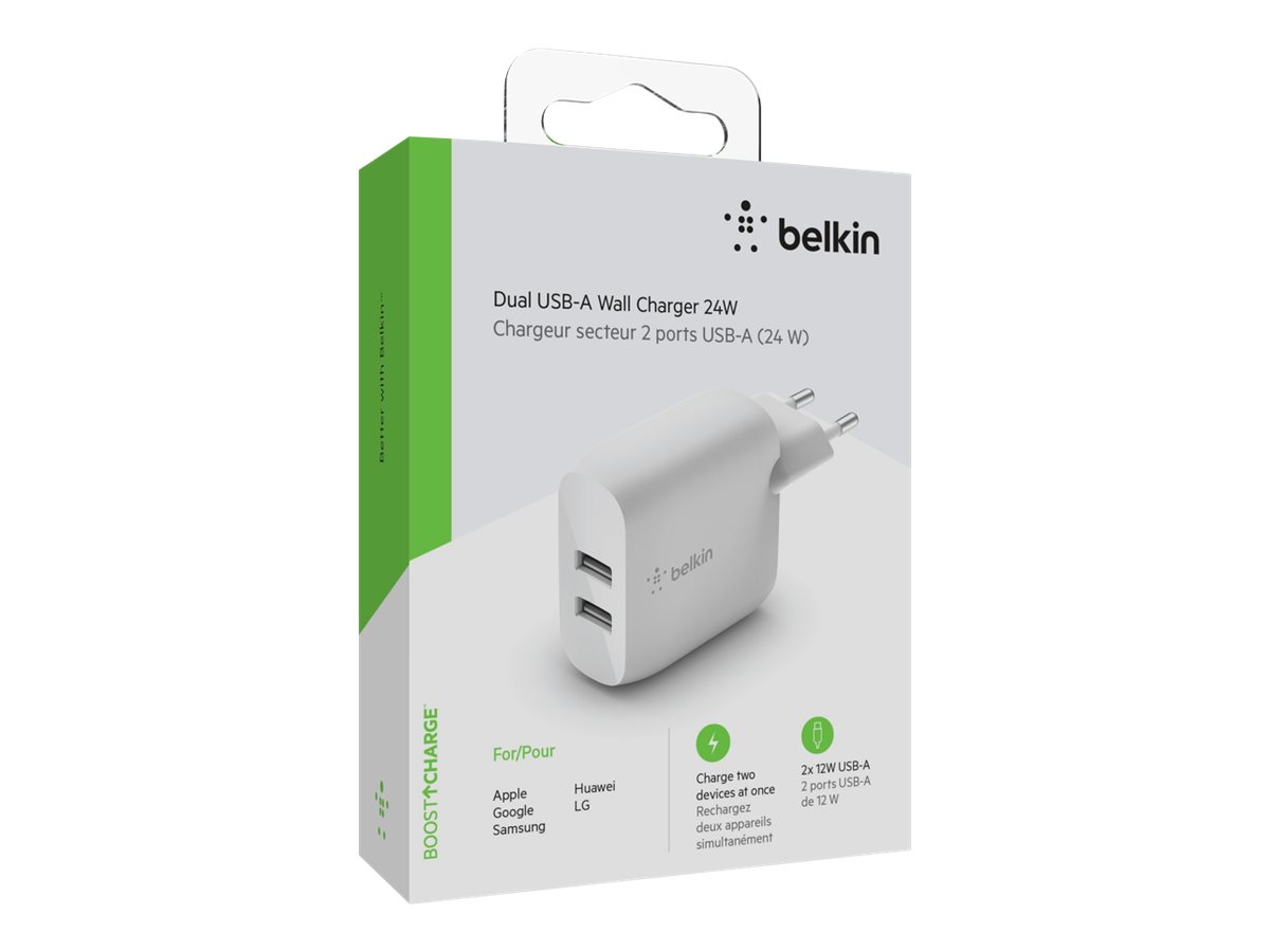 Belkin BoostCharge - Adaptador de alimentação - 24 Watt - QC 3.0 - 2 conectores de saída (USB) - branco - Image 2