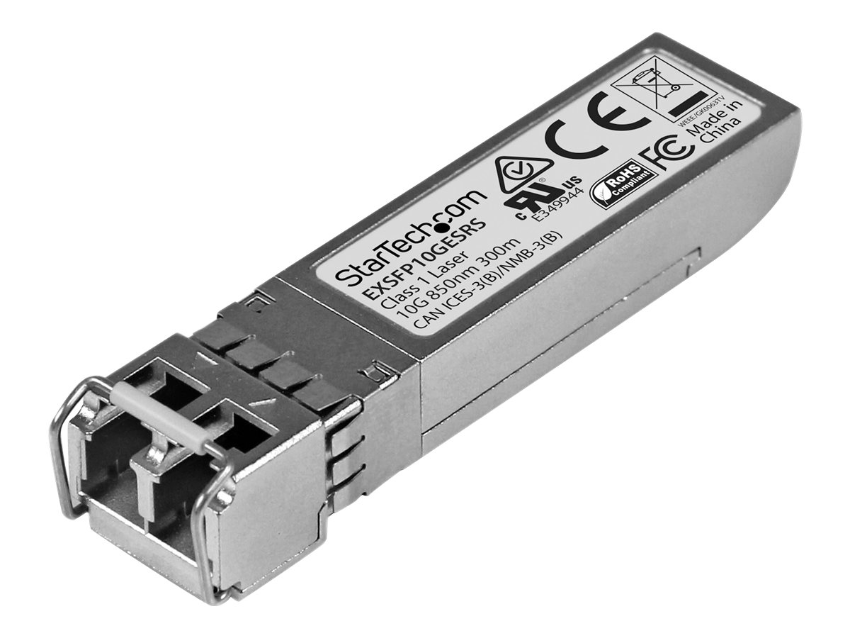 StarTech.com Juniper EX-SFP-10GE-SR Compatible SFP+ Module, 10GBASE-SR, 10GbE Multimode Fiber MMF Optic Transceiver, 10GE Gigabit Ethernet SFP+, LC Connector, 300m, 850nm, DDM, Mini GBIC - Lifetime Warranty (EXSFP10GESRS) - Módulo de transceptor SFP+