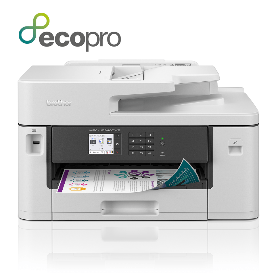Brother MFC-J5340DWE - Impressora multi-funções - a cores - jacto de tinta - A3/Ledger (media) - até 28 ppm (impressão) - 250 folhas - 14.4 Kbps - USB 2.0, LAN, Wi-Fi(n), host USB