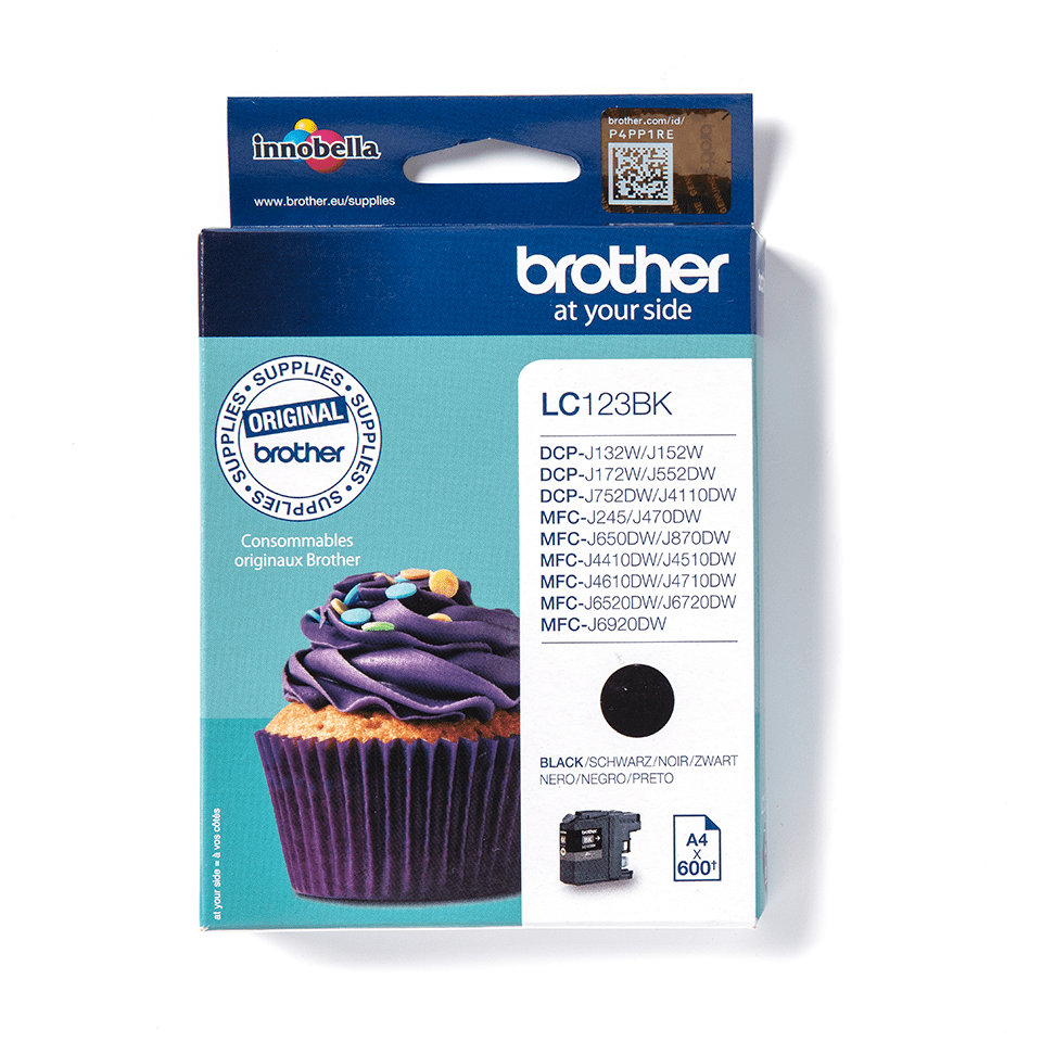 Brother LC123BK - Alto Rendimento - preto - original - tinteiro - para Brother DCP-J100, DCP-J105, DCP-J132W, DCP-J4110DW, DCP-J552DW, DCP-J752DW