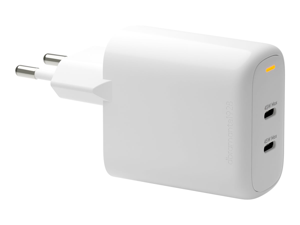 dbramante1928 re-charge - Adaptador de alimentação - 45 Watt - PD, QC - 2 conectores de saída (USB-C) - branco - Europa