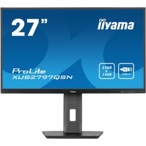iiyama ProLite XUB2797QSN-B2 - Monitor LED - 27" - 2560 x 1440 QHD @ 100 Hz - IPS - 300 cd/m² - 1300:1 - 1 ms - HDMI, DisplayPort, USB-C - altifalantes - preto, mate