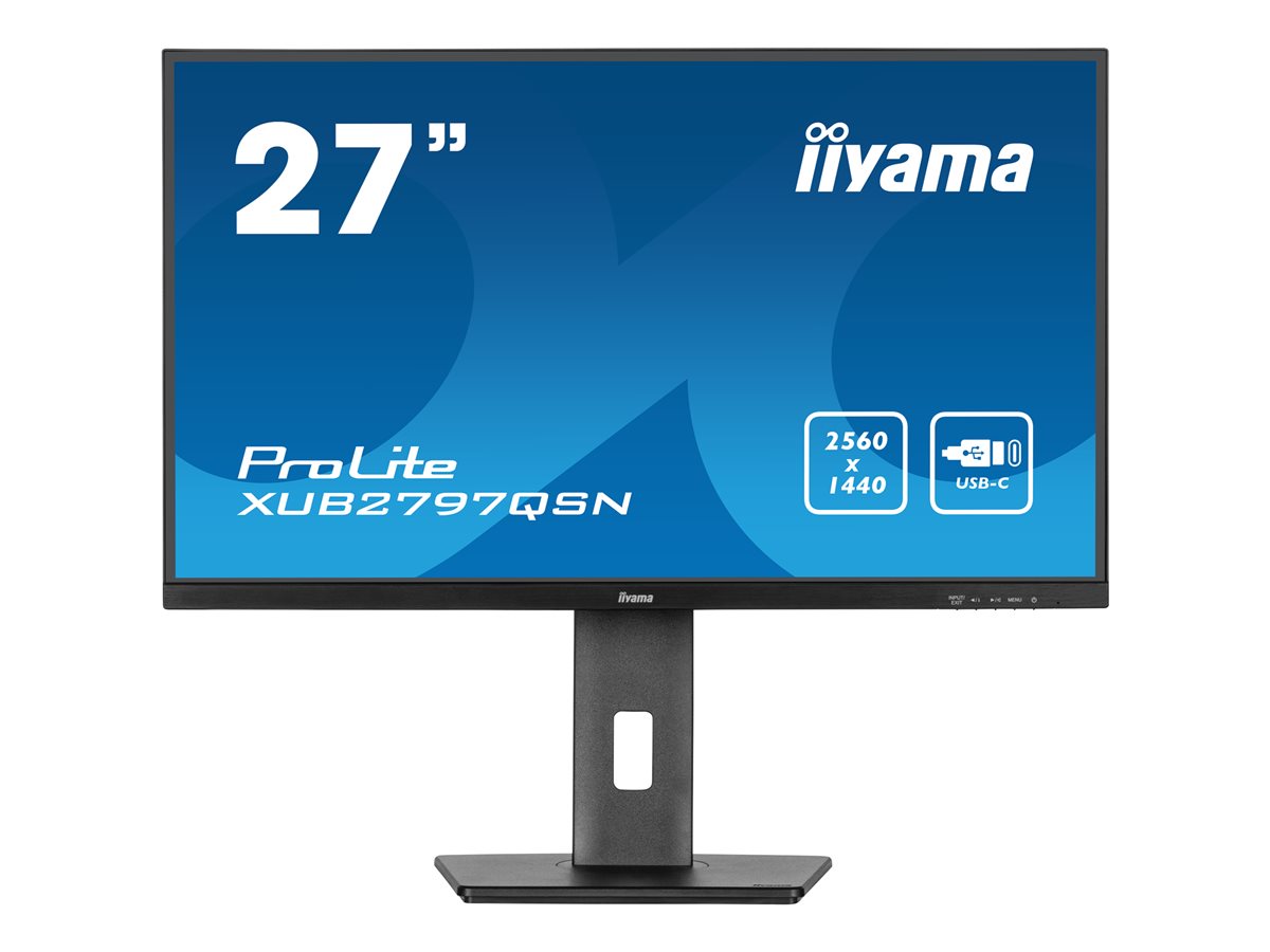 iiyama ProLite XUB2797QSN-B2 - Monitor LED - 27" - 2560 x 1440 QHD @ 100 Hz - IPS - 300 cd/m² - 1300:1 - 1 ms - HDMI, DisplayPort, USB-C - altifalantes - preto, mate