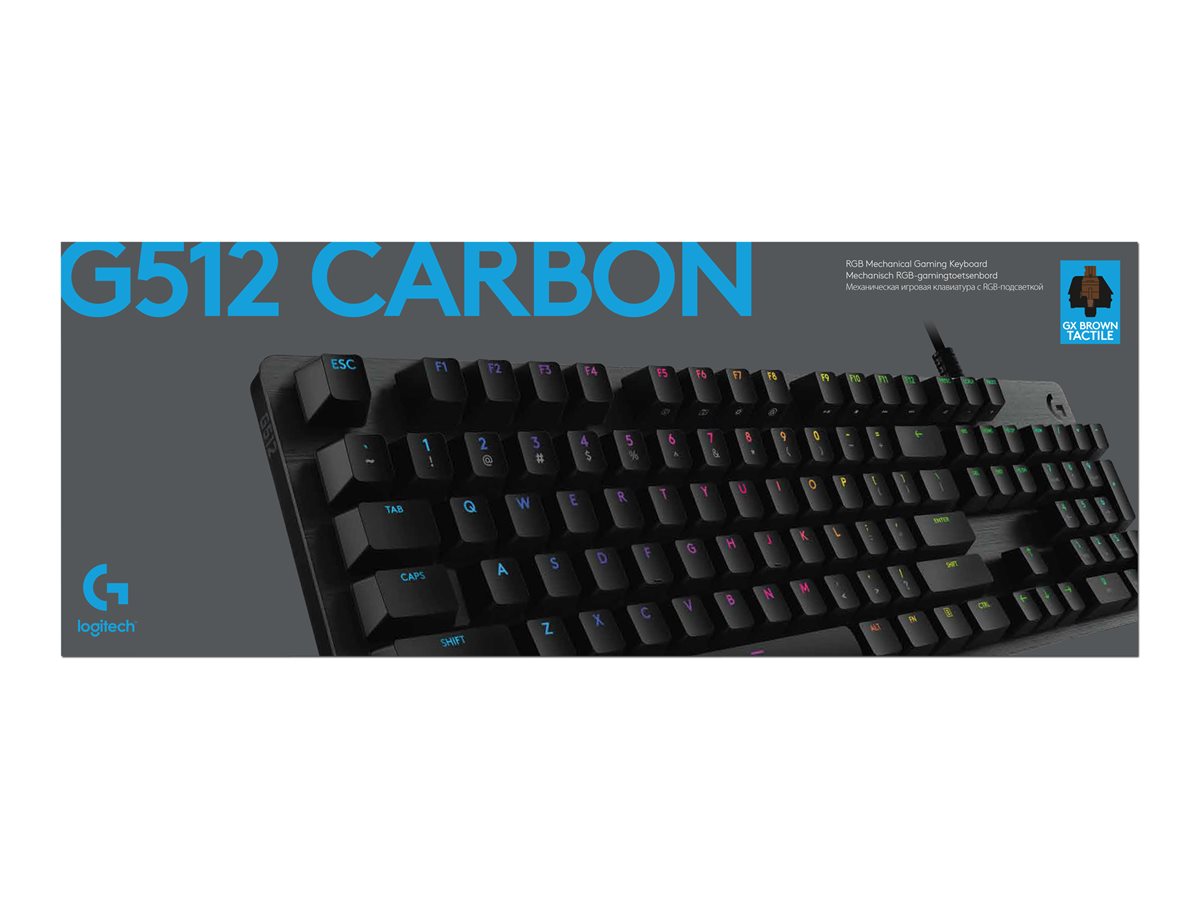 Logitech Gaming G512 - Teclado - luz traseira - USB - QWERTY - Italiano - interruptor: GX Brown Tactile - carvão