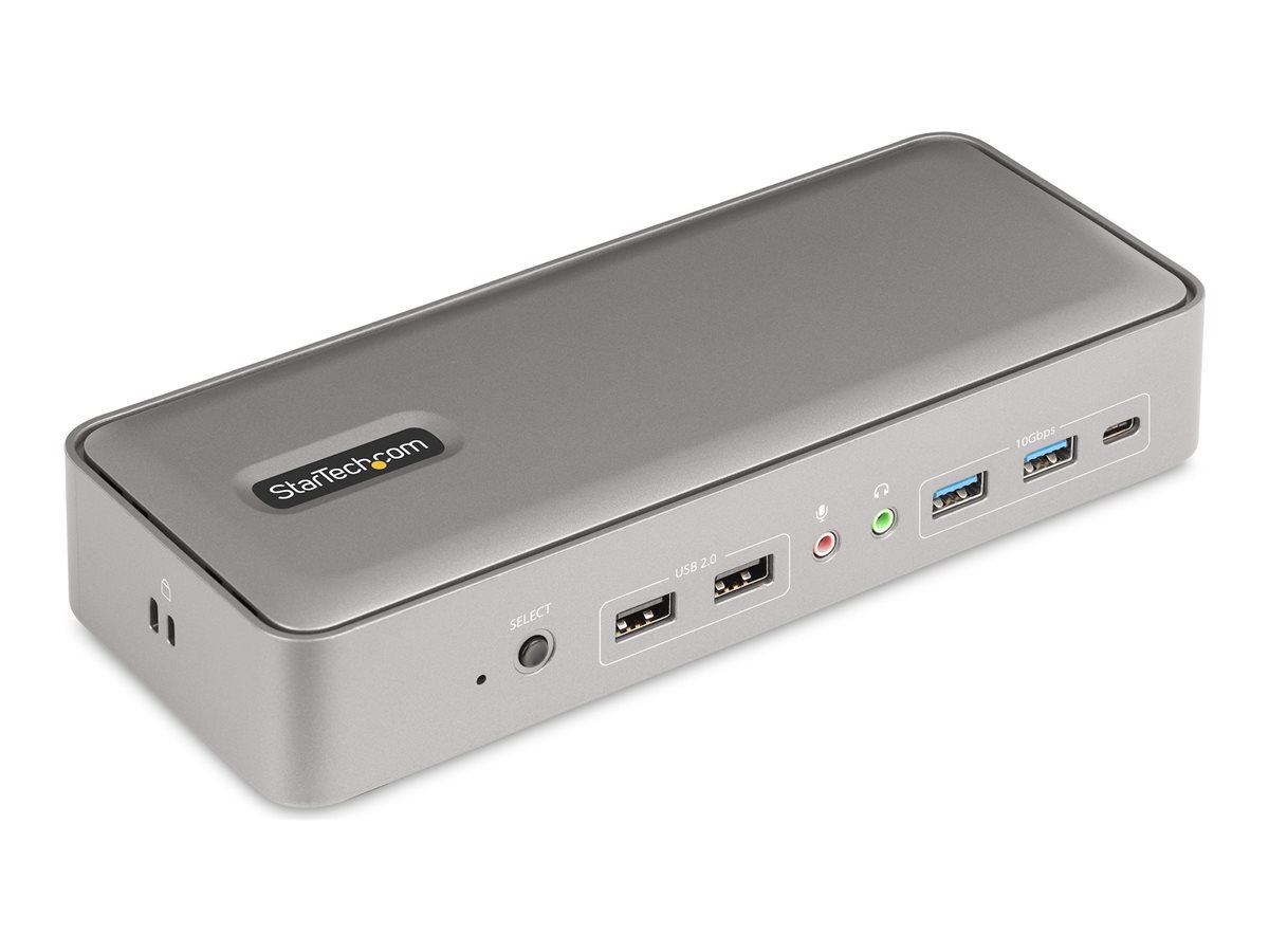 StarTech.com Dual-Laptop USB-C KVM Docking Station, Dual Monitor 4K 60Hz DisplayPort Dock, 5-Port USB Hub, GbE, 90W/45W Power Delivery to Two Laptops, Windows/Mac, 2-Host KVM Dock - Estação de engate - USB-C 3.2 Gen 2 - 2 x DP - 1GbE - Compatível com