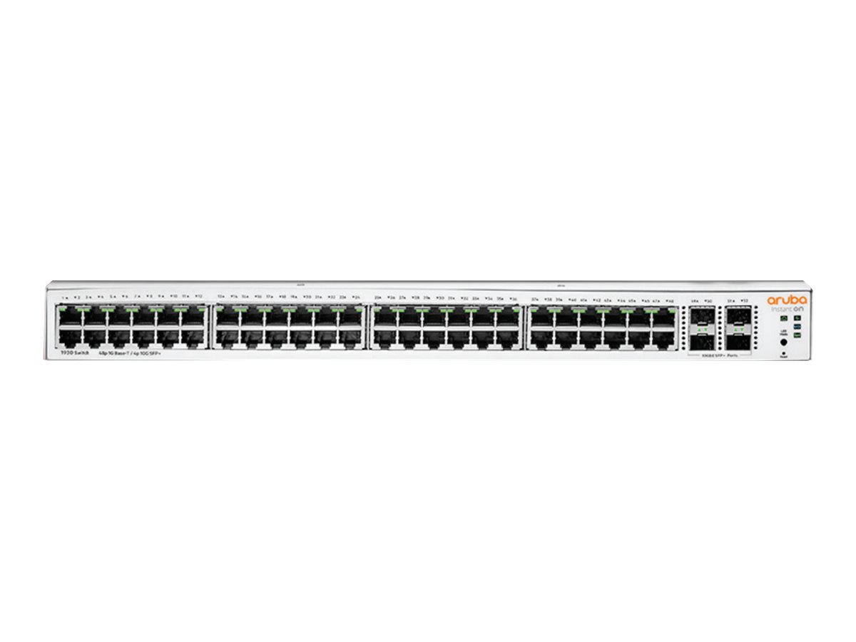 HPE Networking Instant On 1930 48G Class4 PoE 4SFP/SFP+ 370W Switch - Interruptor - L3 - Administrado - 48 x 10/100/1000 (PoE) + 4 x 1 Gigabit / 10 Gigabit SFP+ - montável em trilho - PoE (370 W)