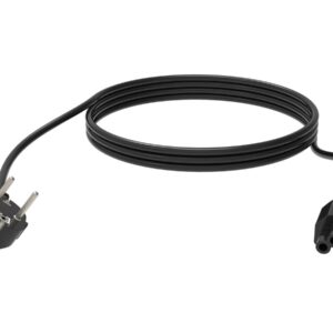 3 m Cloverleaf to EU plug power cable - 250 v - 10 a - IEC 60320 C5 (cloverleaf) to EU CEE 7/7 plug - outer diameter 7.1 mm - black