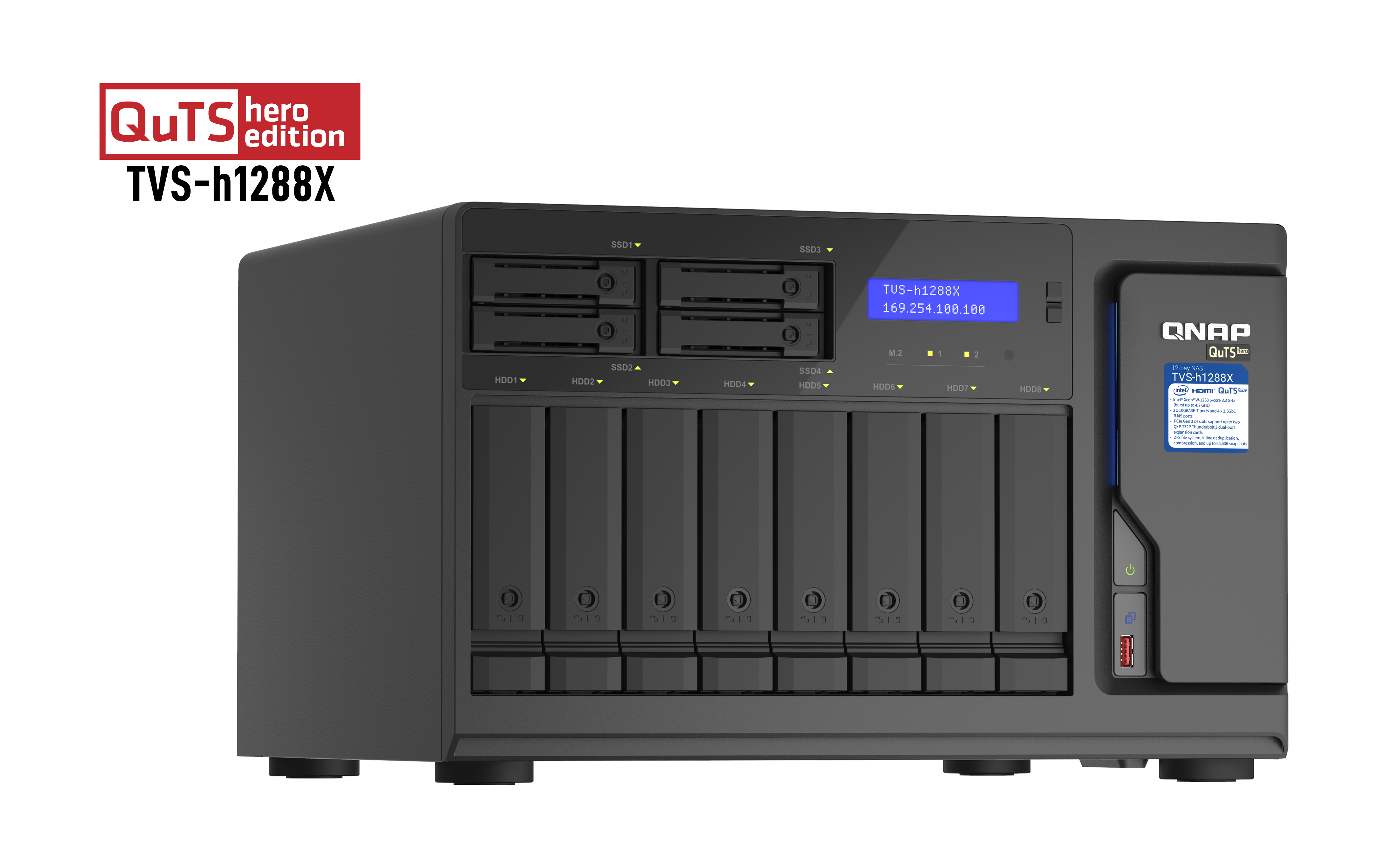 QNAP TVS-h1288X - Servidor NAS - 12 baias - SATA 6Gb/s - RAID (expansão de disco rígido) 0, 1, 5, 6, 10, 50, JBOD, 5 hot spare, 6 sobressalentes, 60, reserva 10, RAID TP - RAM 16 GB - Gigabit Ethernet / 2.5 Gigabit Ethernet / 10 Gigabit Ethernet - iS - Image 4