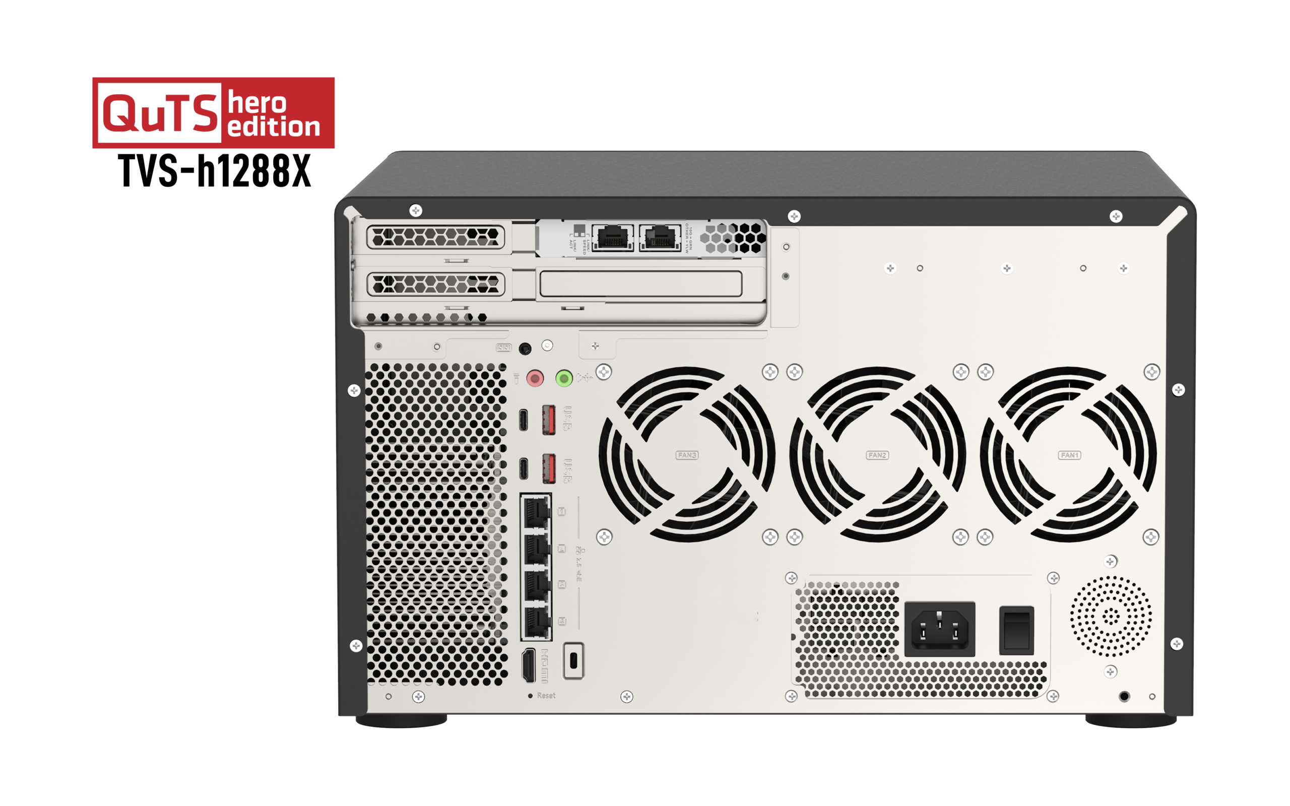 QNAP TVS-h1288X - Servidor NAS - 12 baias - SATA 6Gb/s - RAID (expansão de disco rígido) 0, 1, 5, 6, 10, 50, JBOD, 5 hot spare, 6 sobressalentes, 60, reserva 10, RAID TP - RAM 16 GB - Gigabit Ethernet / 2.5 Gigabit Ethernet / 10 Gigabit Ethernet - iS - Image 2