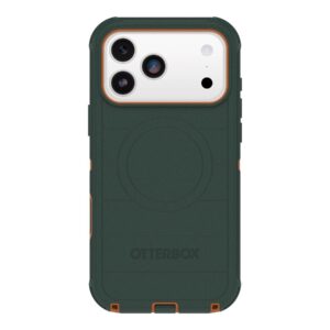 OtterBox Defender Series Pro - Tampa posterior para telemóvel - resistente - compatibilidade MagSafe - policarbonato, elastómero termoplástico (TPE), espuma visco-elástica, silicone - intriga verde - para Apple iPhone 17 Pro Max