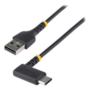 StarTech.com 6ft (2m) USB A to C Charging Cable Right Angle, Heavy Duty Fast Charge USB-C Cable, USB 2.0 A to Type-C, Durable and Rugged Aramid Fiber, 3A, S20/iPad/Pixel - High Quality USB Charging Cord (R2ACR-2M-USB-CABLE) - cabo USB Tipo-C - USB para USB-C - 2 m