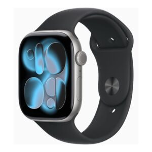 Apple Watch Series 11 (GPS + Cellular) - 46 mm - alumínio cinzento espaço - relógio inteligente Com banda de desporto - fluoroelastómero - preto - tamanho da banda: M/L - 64 GB - LTE, Wi-Fi 4, UWB, Bluetooth - 5G - 36.9 g