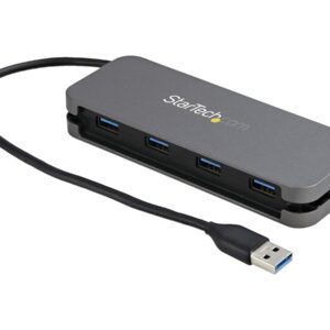 StarTech.com 4 Port USB 3.0 Hub, 4x USB-A, 5Gbps Laptop/Desktop USB Type-A Hub, USB Bus Powered, 11" Long Cable with Cable Management (HB30AM4AB) - Hub - 4 x USB 3.2 Gen 1 - desktop