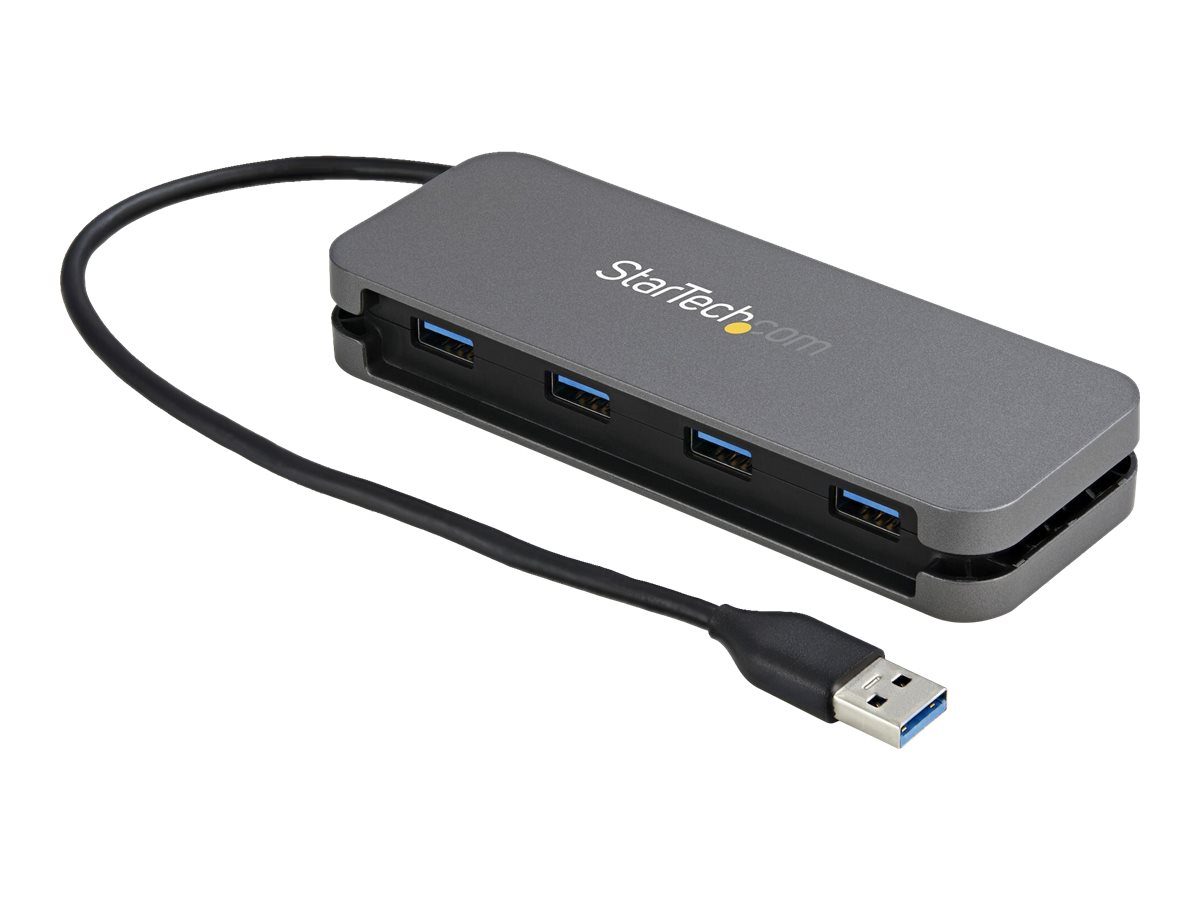 StarTech.com 4 Port USB 3.0 Hub, 4x USB-A, 5Gbps Laptop/Desktop USB Type-A Hub, USB Bus Powered, 11" Long Cable with Cable Management (HB30AM4AB) - Hub - 4 x USB 3.2 Gen 1 - desktop