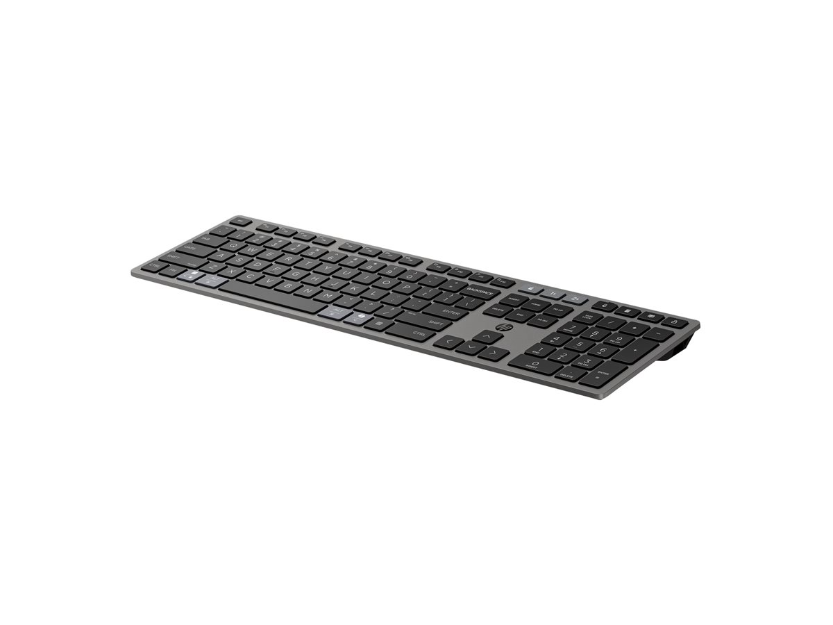 HP 725 - Conjunto de teclado e rato - multi-dispositivo, recarregável, alimentado por SuperCapacitor - full size - sem fios - Bluetooth, 2.4 GHz - Português - preto entardecer - Smart Buy