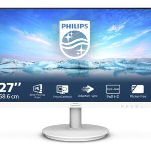 Philips V-line 271V8AW - Monitor LED - 27" - 1920 x 1080 Full HD (1080p) @ 75 Hz - IPS - 250 cd/m² - 1000:1 - 4 ms - HDMI, VGA - altifalantes - branco com textura