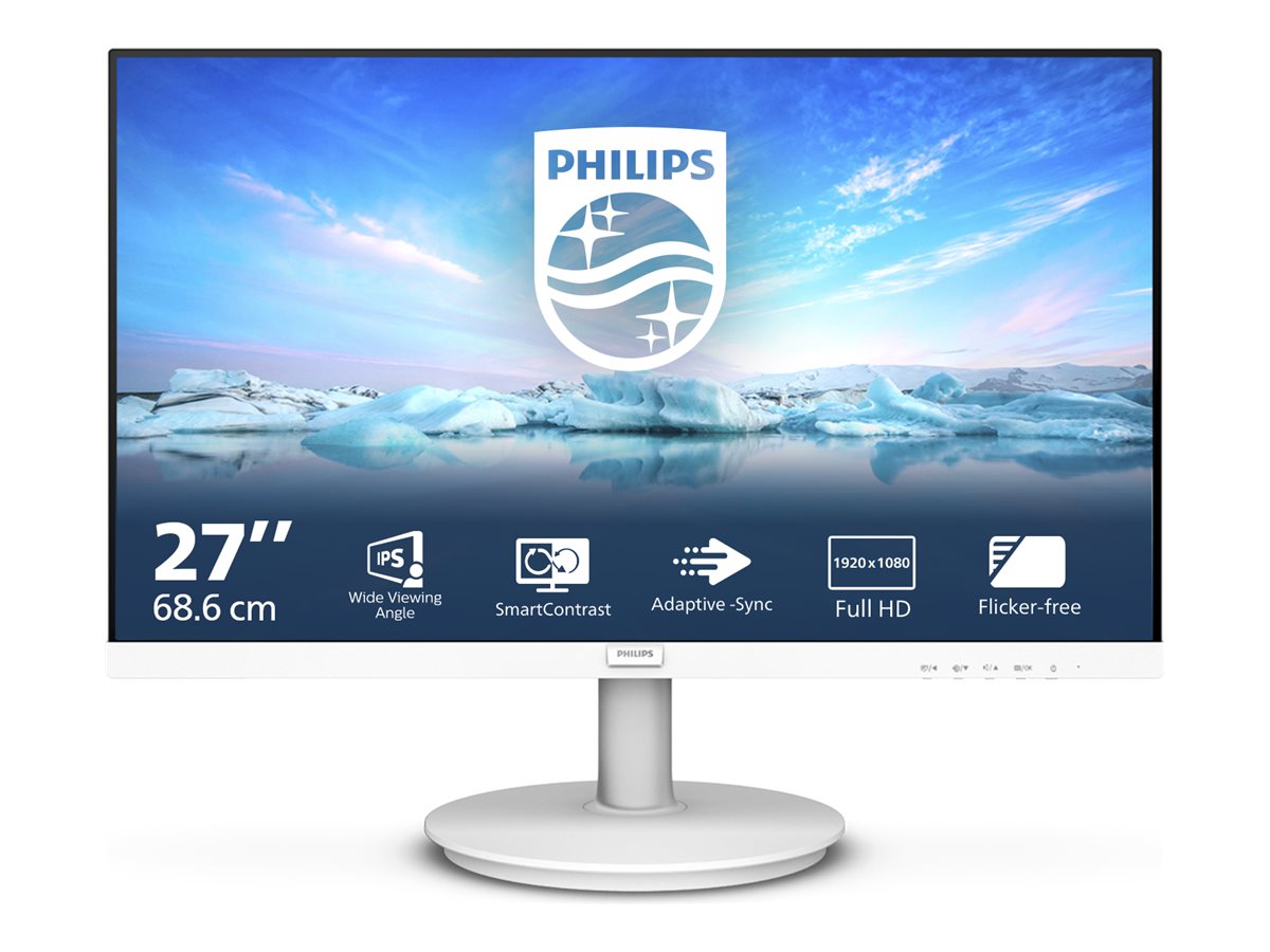 Philips V-line 271V8AW - Monitor LED - 27" - 1920 x 1080 Full HD (1080p) @ 75 Hz - IPS - 250 cd/m² - 1000:1 - 4 ms - HDMI, VGA - altifalantes - branco com textura