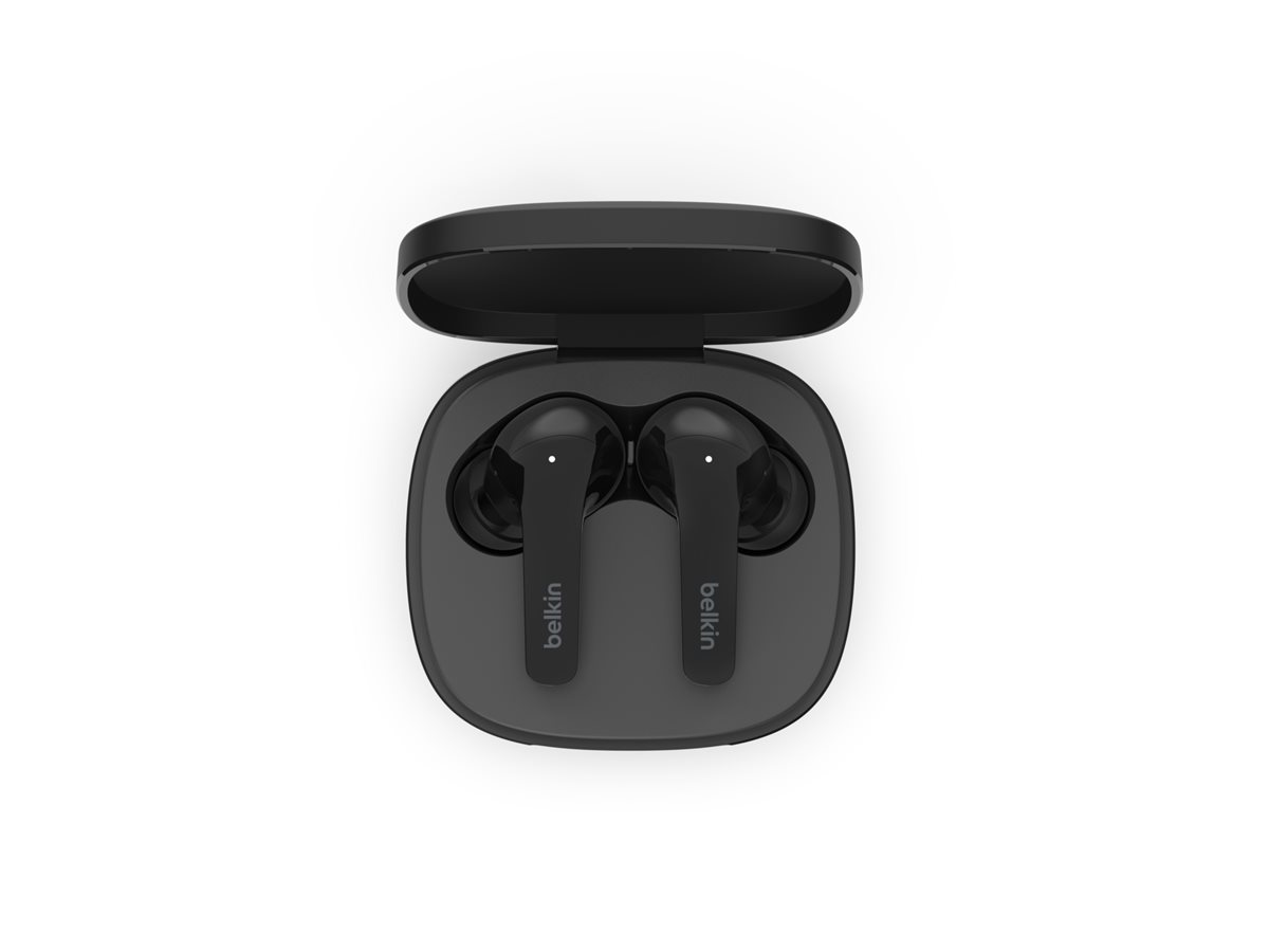 Belkin SoundForm Flow - Auscultadores sem fios com microfonoe - intra-auricular - bluetooth - cancelamento de ruído activo - preto