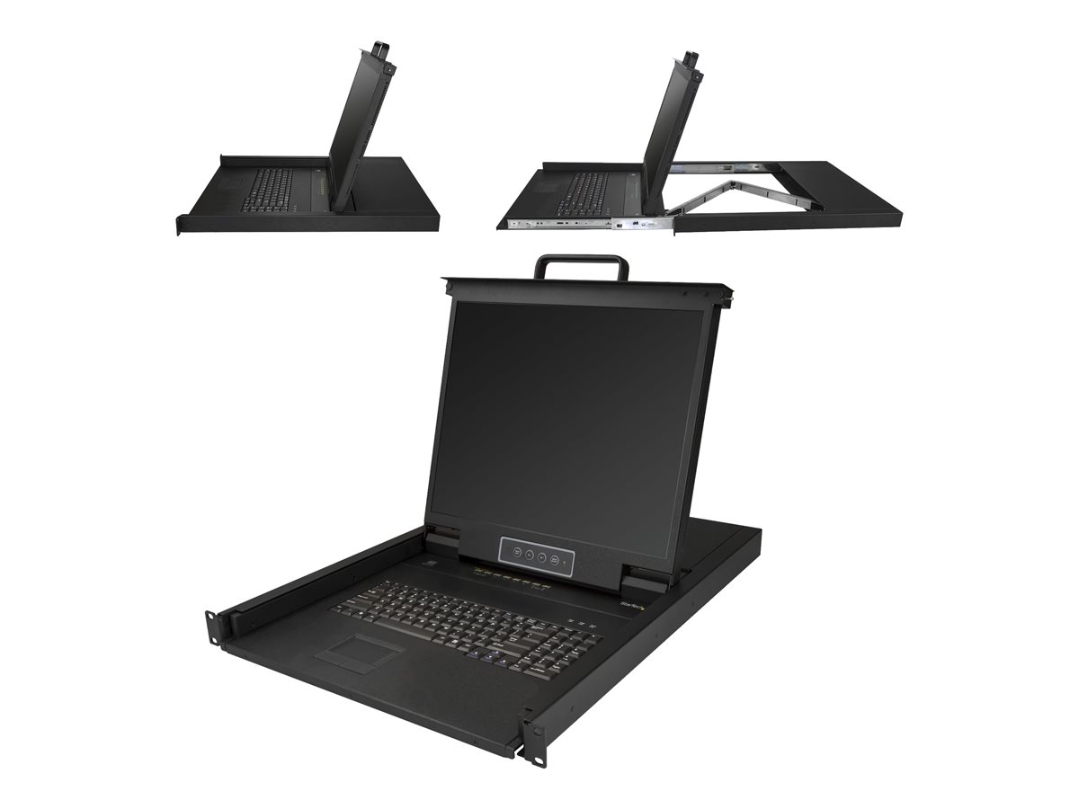 StarTech.com 8 Port Rackmount KVM Console with 6ft Cables, Integrated KVM Switch with 19" LCD Monitor, Fully Featured 1U LCD KVM Drawer- OSD KVM, Durable 50,000 MTBF, USB + VGA Support - 19in. LCD KVM Console (RKCONS1908K) - Consola KVM Com chave KVM - Image 3