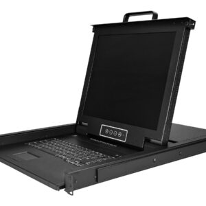 StarTech.com 8 Port Rackmount KVM Console with 6ft Cables, Integrated KVM Switch with 17" LCD Monitor, Fully Featured 1U LCD KVM Drawer- OSD KVM, Durable 50,000 MTBF, USB + VGA Support - 17in. LCD KVM Drawer (RKCONS1708K) - Consola KVM Com chave KVM