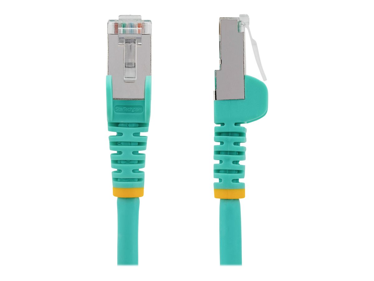 StarTech.com 1m CAT6a Ethernet Cable - Aqua - Low Smoke Zero Halogen (LSZH) - 10GbE 500MHz 100W PoE++ Snagless RJ-45 w/Strain Reliefs S/FTP Network Patch Cord - cabo patch - 1 m - aqua - Image 2