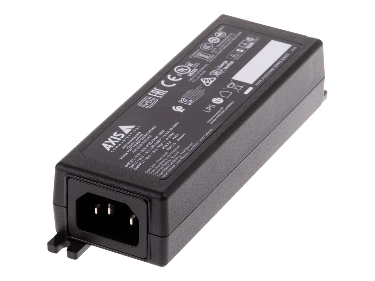 AXIS Midspan - Injector de energia - AC 100-240 V - 30 Watt - conectores de saída: 1 - Europa - preto - para AXIS A1610, C1410, D3110, M4308, P1385, P3818, Q1715, Q3536, Q3538, W400, P37 Series