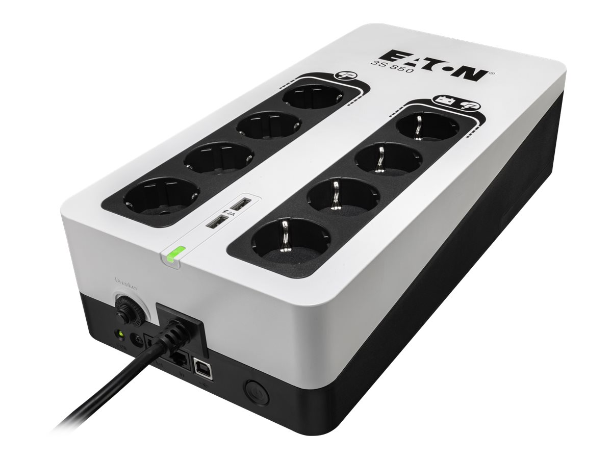 Eaton 3S 850 - UPS - AC 220-240 V - 510 Watt - 850 VA - 1 fase - USB - conectores de saída: 8