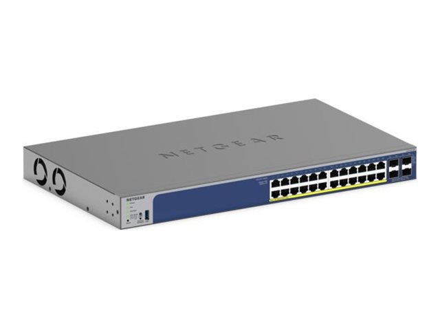 NETGEAR Smart GS728TXP - V3 - interruptor - L3 Lite - inteligente - 24 x 10/100/1000 (PoE+) + 4 x SFP+ - desktop, montável em trilho - PoE+ (190 W)