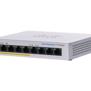 Cisco Business 110 Series 110-8PP-D - Interruptor - sem gestão - 4 x 10/100/1000 (PoE) + 4 x 10/100/1000 - montável em trilho, desktop, montável na parede - PoE (32 W) - alimentação DC