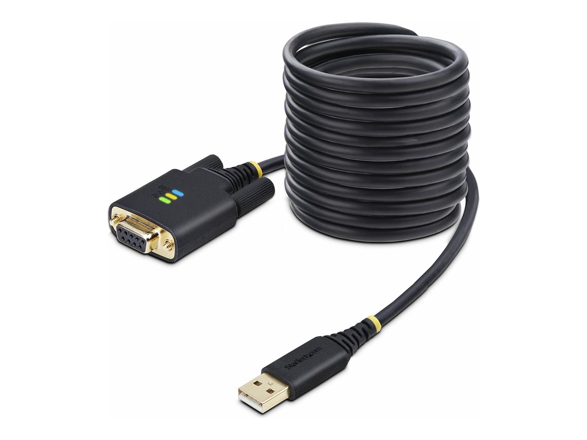 StarTech.com 10ft (3m) USB to Null Modem Serial Adapter Cable, Interchangeable DB9 Screws/Nuts, COM Retention, USB-A to RS232, FTDI, Level-4 ESD Protection, Windows/macOS/ChromeOS/Linux - Rugged TPE Construction (1P10FFCN-USB-SERIAL) - Cabo USB/seria