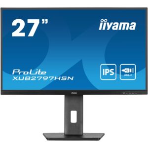 iiyama ProLite XUB2797HSN-B2 - Monitor LED - 27" - 1920 x 1080 Full HD (1080p) @ 100 Hz - IPS - 300 cd/m² - 1000:1 - 1 ms - HDMI, DisplayPort, USB-C - altifalantes - preto, mate