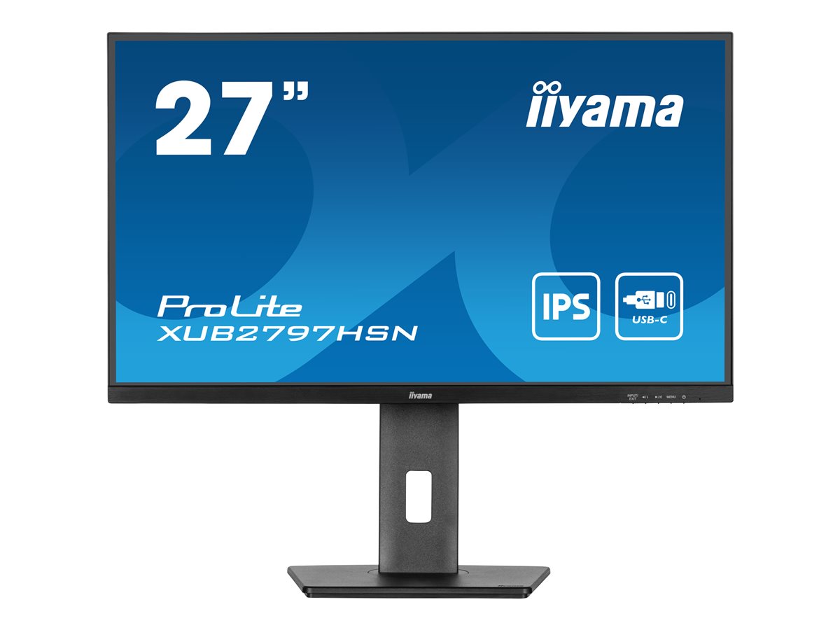 iiyama ProLite XUB2797HSN-B2 - Monitor LED - 27" - 1920 x 1080 Full HD (1080p) @ 100 Hz - IPS - 300 cd/m² - 1000:1 - 1 ms - HDMI, DisplayPort, USB-C - altifalantes - preto, mate