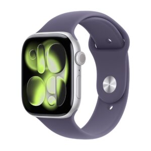 Apple Watch Series 11 (GPS) - 46 mm - alumínio prata - relógio inteligente Com banda de desporto - fluoroelastómero - neblina roxa - tamanho da banda: M/L - 64 GB - Wi-Fi 4, UWB, Bluetooth - 37.8 g