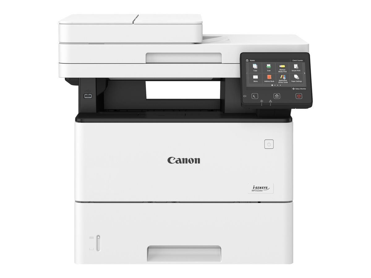 Canon i-SENSYS MF552dw - Impressora multi-funções - P/B - laser - A4 (210 x 297 mm), Legal (216 x 356 mm) (original) - A4/Legal (media) - até 43 ppm (cópia) - até 43 ppm (impressão) - 650 folhas - USB 2.0, Gigabit LAN, Wi-Fi(n), host USB