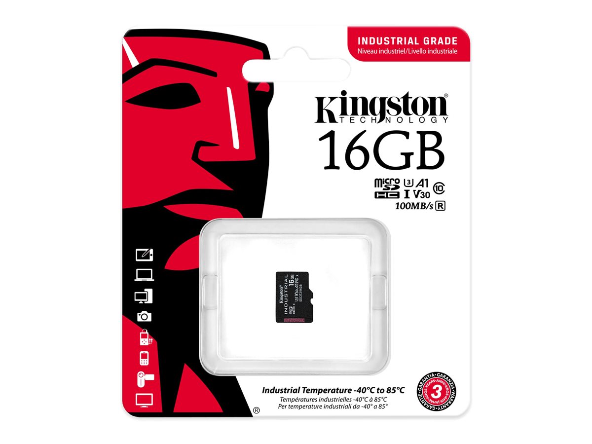 Kingston Industrial - Cartão de memória flash - 16 GB - A1 / Video Class V30 / UHS-I U3 / Class10 - microSDHC UHS-I - Image 3