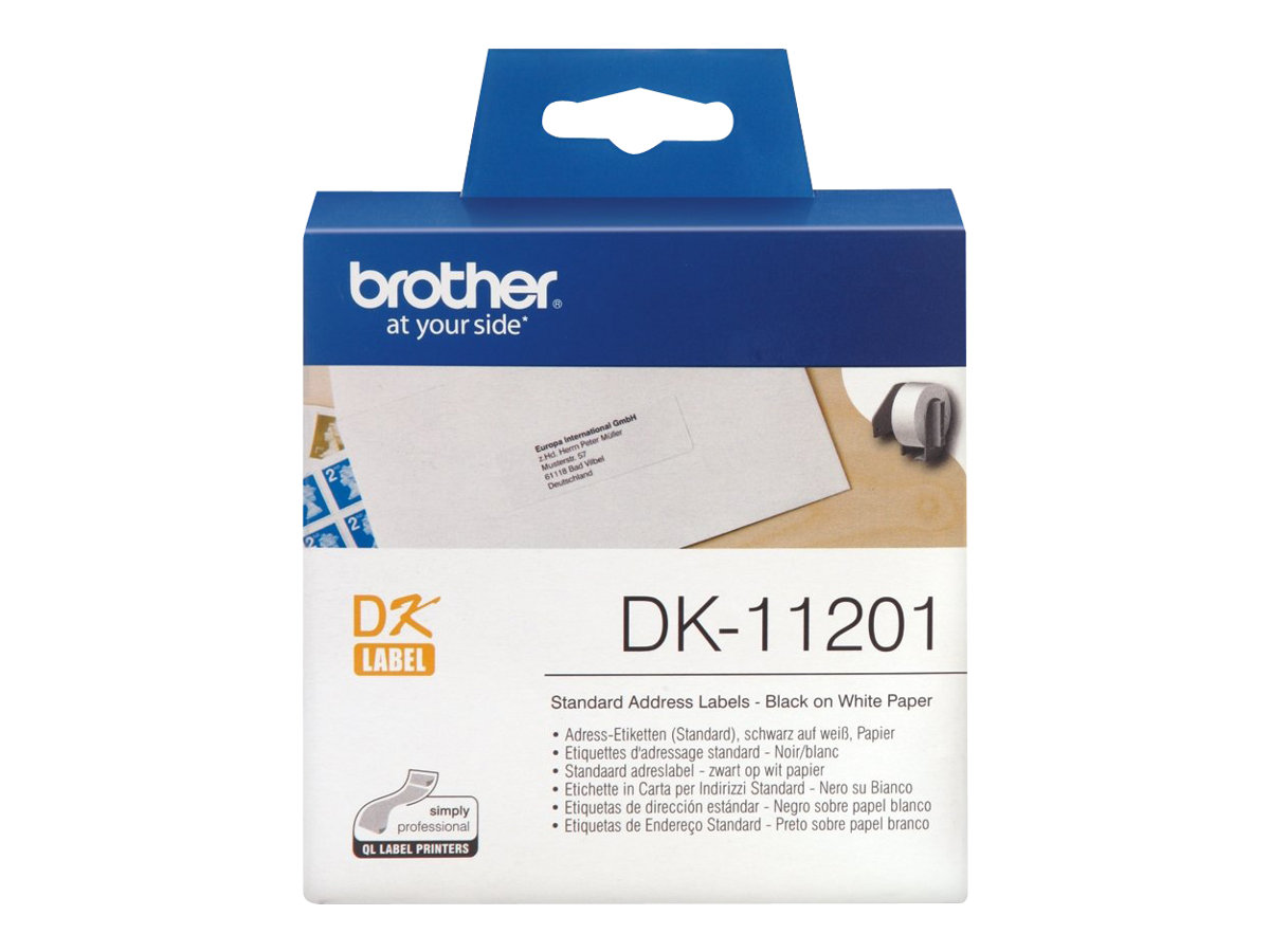 Brother DK-11201 - Preto em branco - 29 x 90 mm 400 etiqueta(s) (1 rolo(s) x 400 etiquetas de endereços - para Brother QL-1050, 1110, 500, 550, 560, 570, 580, 600, 650, 700, 710, 720, 820