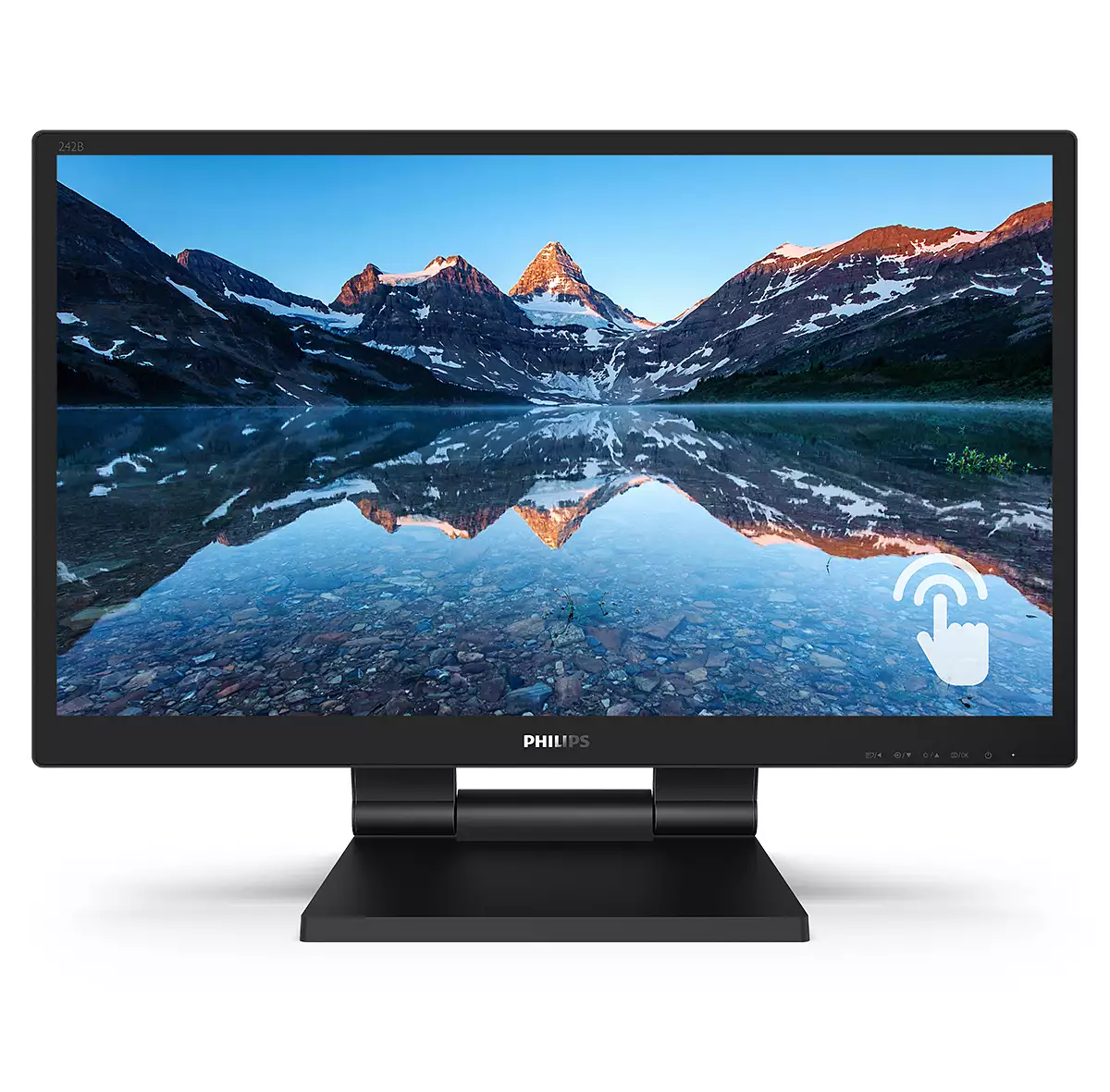 Philips 242B9T - Monitor LED - 24" - ecrã de toque - 1920 x 1080 Full HD (1080p) @ 60 Hz - IPS - 250 cd/m² - 1000:1 - 5 ms - HDMI, DVI-D, VGA, DisplayPort - altifalantes - textura preta