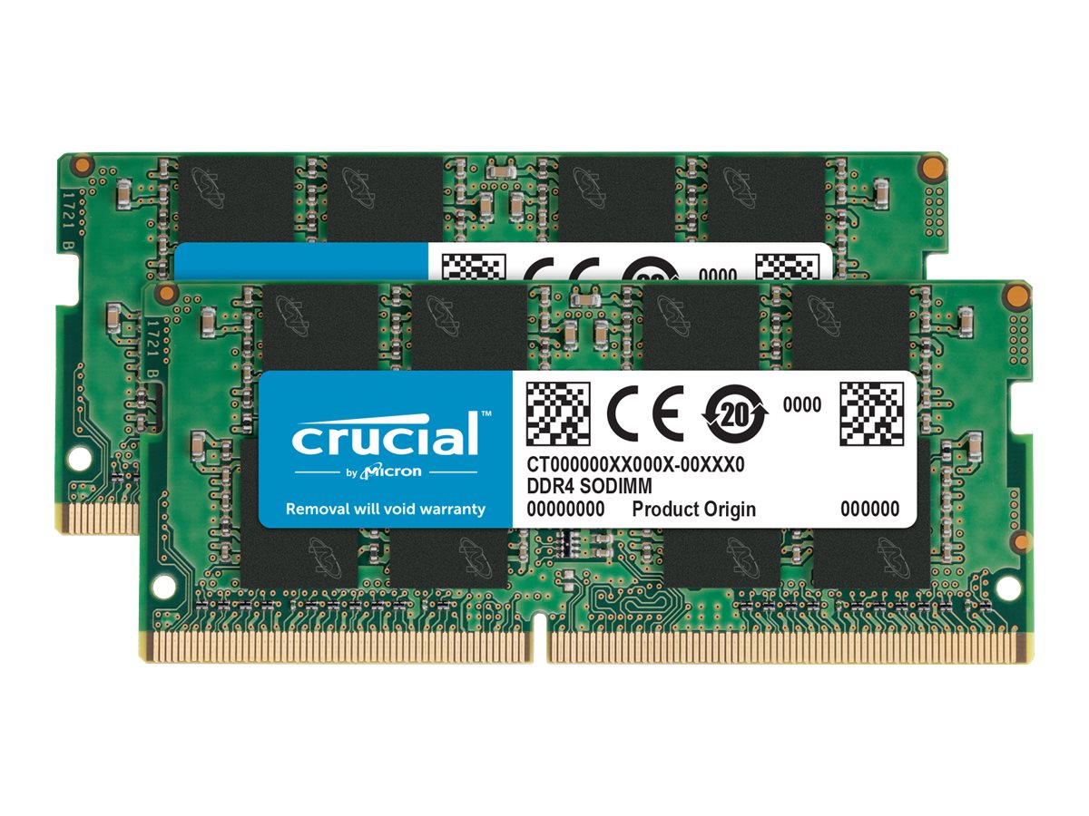 Crucial - DDR4 - kit - 32 GB: 2 x 16 GB - SO DIMM 260-pinos - 3200 MHz / PC4-25600 - CL22 - 1.2 V - unbuffered - sem ECC