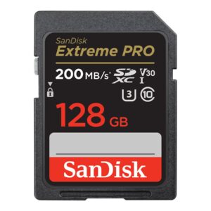SanDisk Extreme Pro - Cartão de memória flash - 128 GB - Video Class V30 / UHS-I U3 / Class10 - SDXC UHS-I