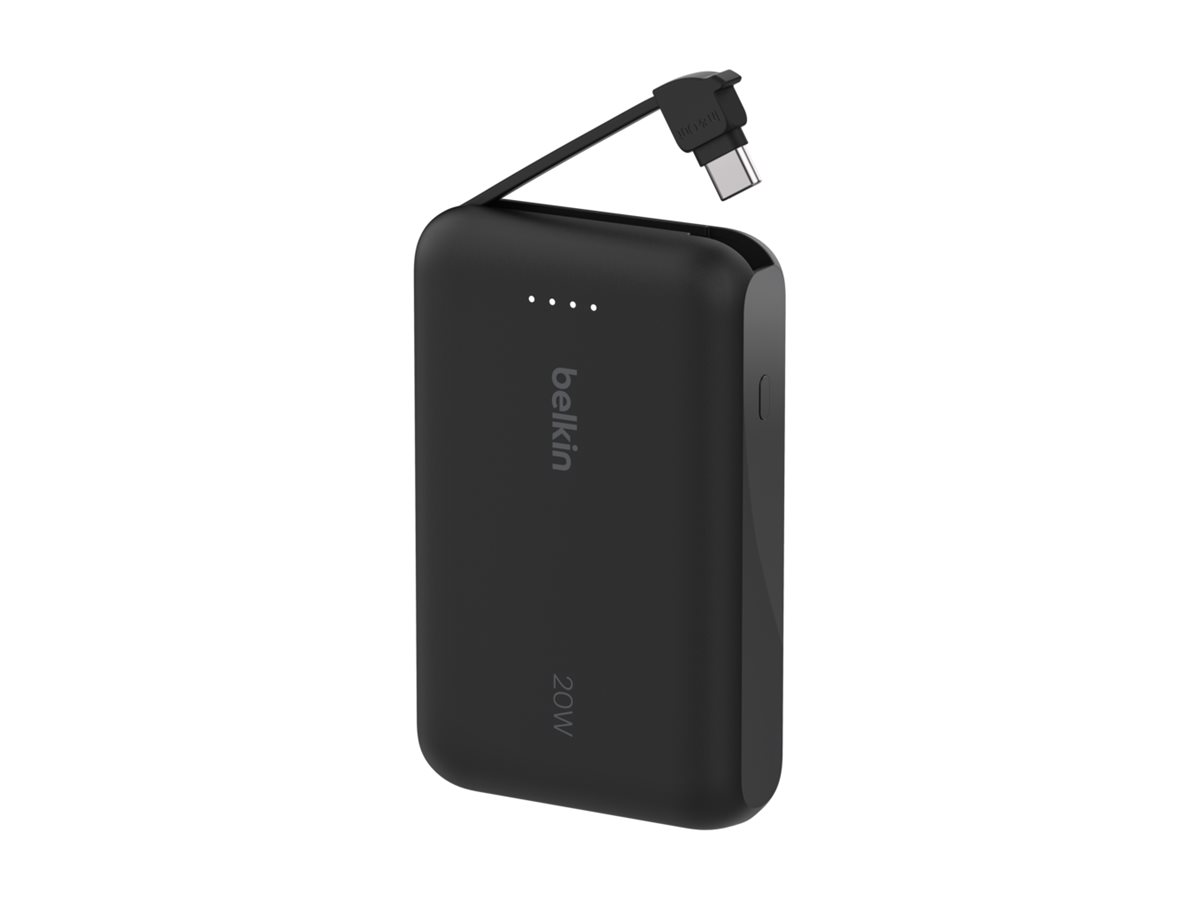 Belkin BoostCharge - Carregador portátil - com cabo integrado - 10000 mAh - 20 Watt - 3 A - Fast Charge - 2 conectores de saída (USB-C) - preto