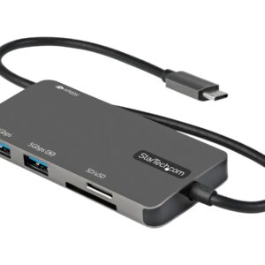 StarTech.com USB C Multiport Adapter, USB-C to 4K 30Hz HDMI, 100W Power Delivery Pass-through, SD/MicroSD Slot, 3-Port USB 3.0 Hub, USB Type-C Mini Dock, 12" (30cm) Long Attached Cable - Thunderbolt 3 Compatible (DKT30CHSDPD) - Estação de engate - US