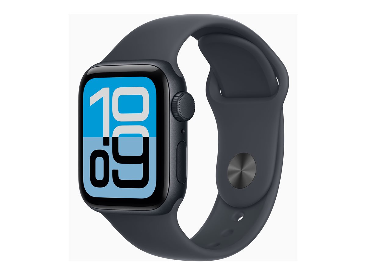 Apple Watch SE 3 (GPS) - 40 mm - alumínio meia-noite - relógio inteligente Com banda de desporto - fluoroelastómero - meia noite - tamanho da banda: M/L - 64 GB - Wi-Fi 4, Bluetooth - 26.3 g